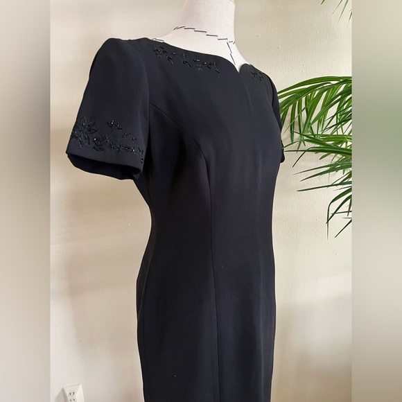 Maggie London Petites Black Dress With Lace Detail  | Size 4 - Picture 1 of 15